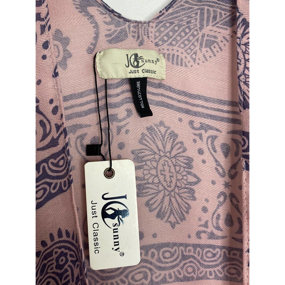 JC Sunny Kimono Wrap Beautiful Indian Pink Elephant Print Cotton One Size New - Picture 3 of 5